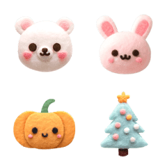 Fluffy emoji made of felt material