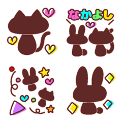 Rabbits & Cats cute silhouette Emoji.