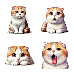 Pixel art Scottish Flod Cream cat Emoji