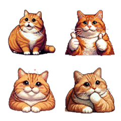 Pixel art Fat Orange tabby cat Emoji