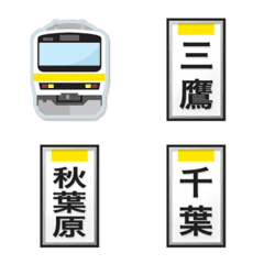 Tokyo yellow train and station name sign