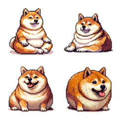 Pixel Art Fat Shiba Tired dog Emoji