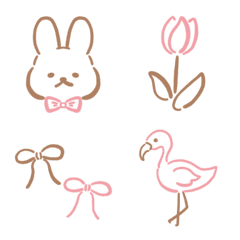 Brown and pink line drawing emoji