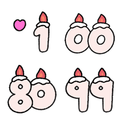 80-100 happy 粉色 蠟燭 ♥ 123 數字