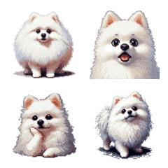 Pixel Art Pomeranian White dog Emoji