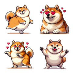 Pixel art Appreciate Fat Shiba dog Emoji