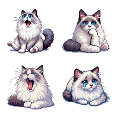 Pixel art Ragdoll Cat Bluepoint Emoji