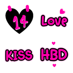 valentines day love emoji black pink en