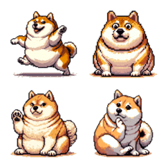 Pixel art Kanasai Fat Shiba dog Emoji