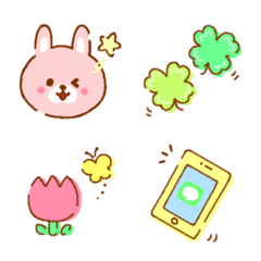 Cute rabbit and pastel Emoji