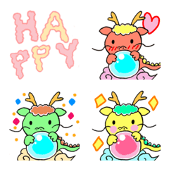 Happy new year cute five-colored dragons