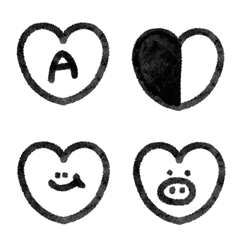 Cute love Heart black ABC Letters Emoji