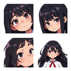 Cute anime girl with black hair 1