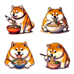 Pixel art Fat Shiba Ramen Emoji