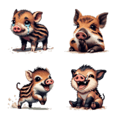 Pixel art baby wild boar Emoji