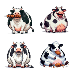 Pixel art cow loves food Emoji