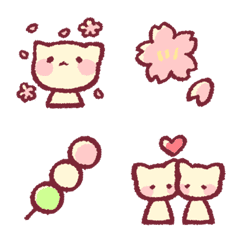 Fluffy cat and spring emoji