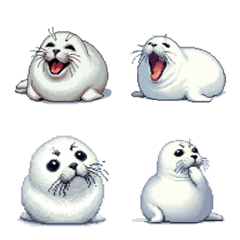 Pixel art earless seal white ice Emoji