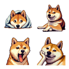 Pixel art Kansai shiba dog Emoji