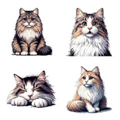 Pixel art Norwegian Forest Cat Brown