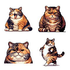 Pixel art Fat brown pattched tabby cat
