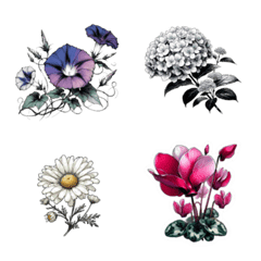 Ink painting style flower emoji