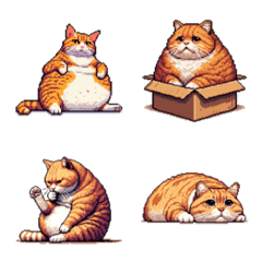 Pixel art 0 energy fat orange tabby cat