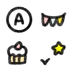 Cute  round black ABC Letters Emoji
