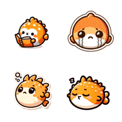 Cute emoji of puffer fish