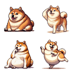 Pixel art small fat shiba dog emoji