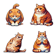 Pixel art Fat Orange tabby cat 2 emoji