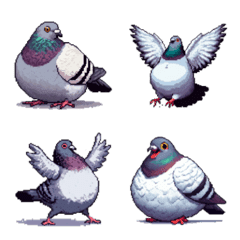 Pixel Art fat pigeon bird emoji