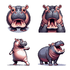 Pixel art Hippopotamus Emoji