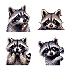 Pixel art raccoon emoji