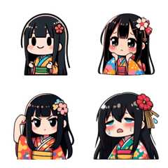 Kimono ,cute girl with long hair