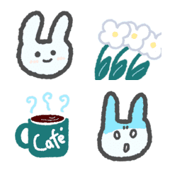 Moving Spring Light-Blue Bunny Emoji