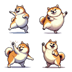 Pixel art dancing fat shiba dog emoji