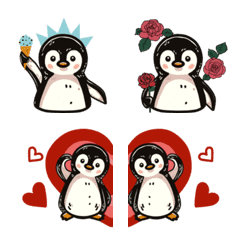 Blank faced penguin emoji