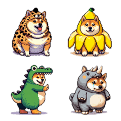 Pixel art many costume fat shiba emoji
