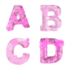 3Dアルファベット 桜ピンクグラス