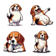 Pixel art fat beagle dog emoji