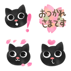 Sakura,black cat,greetings