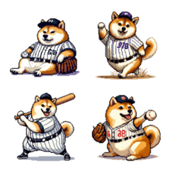 fat shiba playing baseball emoji