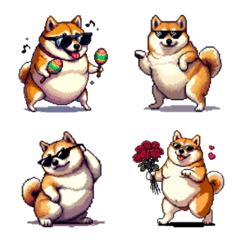 Pixel art playboy fat shiba dog emoji