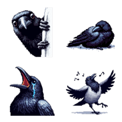 Pixel art crow bird emoji