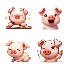 Cute pig emoticon sticker