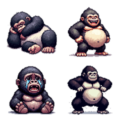 Pixel art chubby gorilla emoji