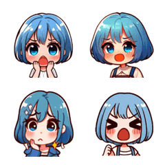 Emoji Section - Cute Girl (Blue)