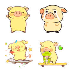 Yellow pig friends and skateboard