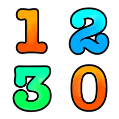 Números laranja, azuis e verdes